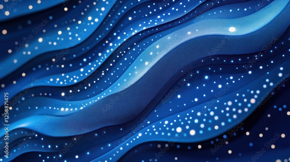 Aufkleber waves of blue fabric undulate softly, creating a mesmerizing display of light and shadow in an artis