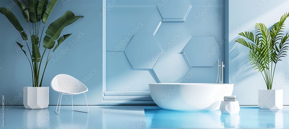 Aufkleber a futuristic geometric design with blue abstract hexagonal patterns ideal for creative digital proje