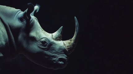 Fototapeta premium World Wild Day highlighting the majestic rhinoceros with a place for text. black mockup with space for text