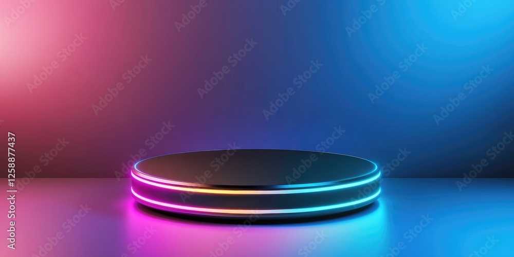 Poster dynamic light showcase studio setting digital art display vibrant color environment elevated perspec