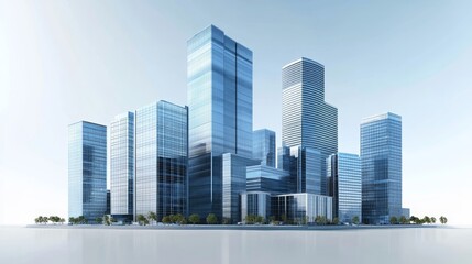 Fototapeta premium A 3D model showing offices and business buildings. ID_649fd81e-5b14-4971-85eb-5b2673bedc6d --ar 16:9 --v 6.1 Job ID: 1c44d389-b6f6-4561-b24b-273b98464e4b