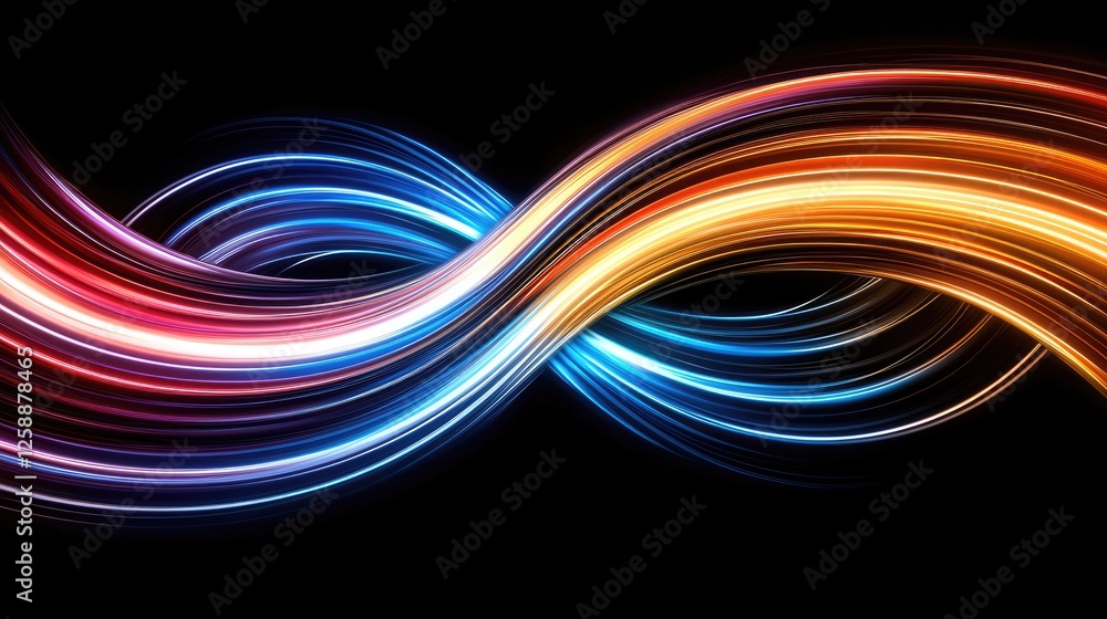 Poster dynamic color waves abstract design digital art dark background visual flow energy and motion