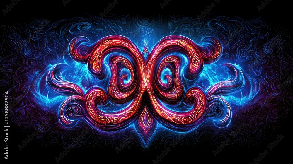 Aufkleber dynamic abstract pattern design digital art colorful swirls dark background creative aesthetics