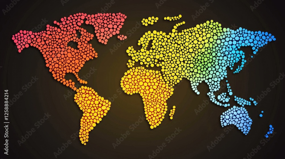 Aufkleber visualizing global connections colorful world map infographic digital art abstract environment creat