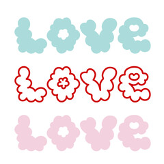 Love word hand drawn lettering. Symbol of affection, loyalty, kindness. Vector illustration, flat design