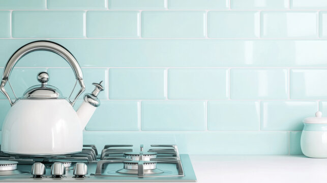 Retro style kitchen design with a close-up of stovetop and elegant knobs