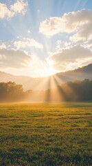 Fototapeta premium Sunrise over the rolling hills nature tranquil landscape early morning scenic view