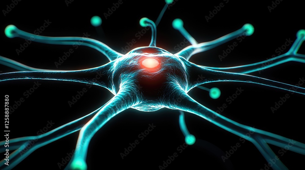 Poster neural activity visualization scientific research lab digital art futuristic environment macro view 