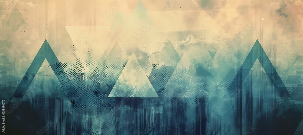 Poster a unique green rustic geometric texture with abstract triangular shapes blending smoothly for a cont