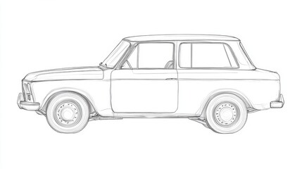 Fototapeta premium Simple sketch of vintage car side profile