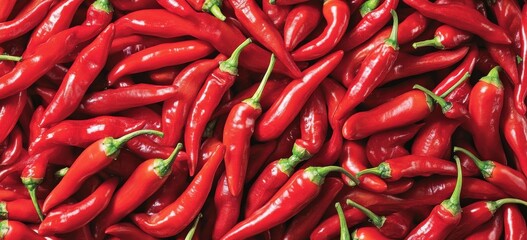 Closeup Pile Of Bright Red Chili Peppers