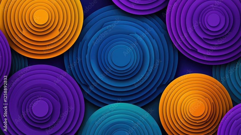Aufkleber vibrant circular patterns abstract design digital art colorful background close-up visual aesthetics