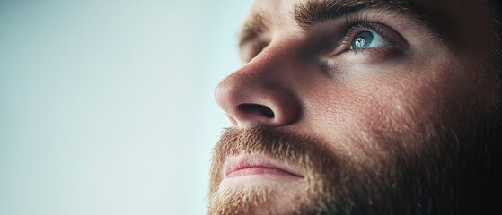 Obraz premium man with beard looking up