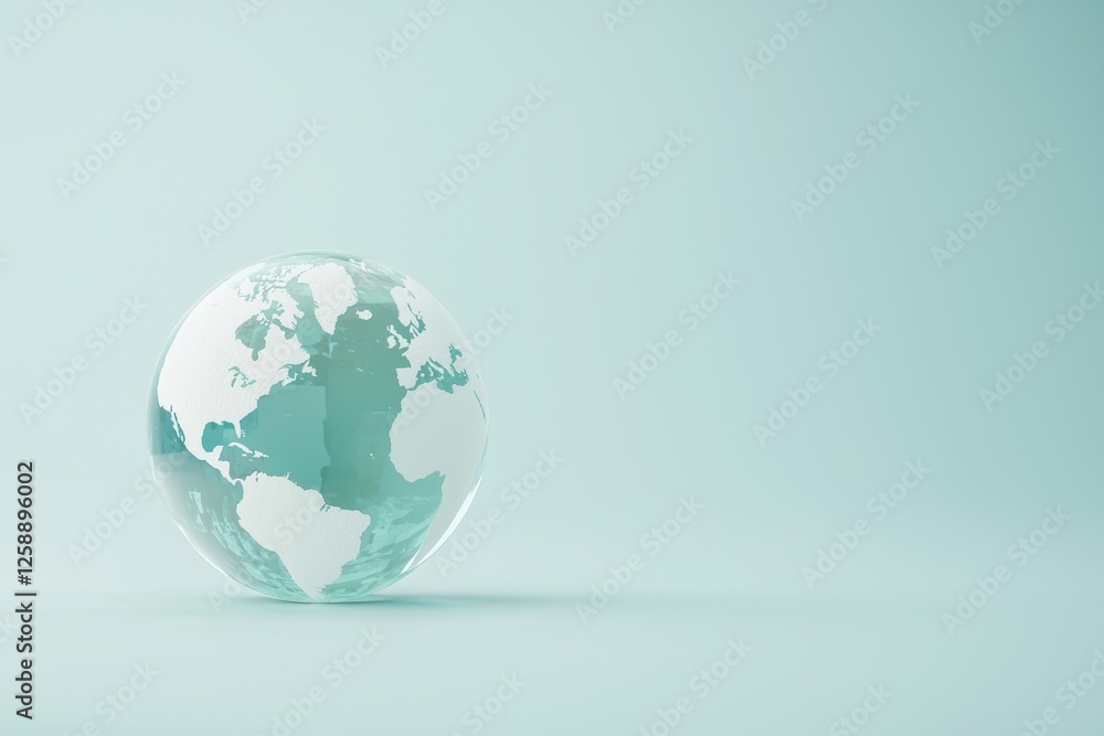 Poster global perspective earth model displayed in minimalist studio setting 3d visual representation moder