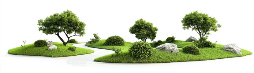 Detailed Miniature Landscape Design With Trees And Path