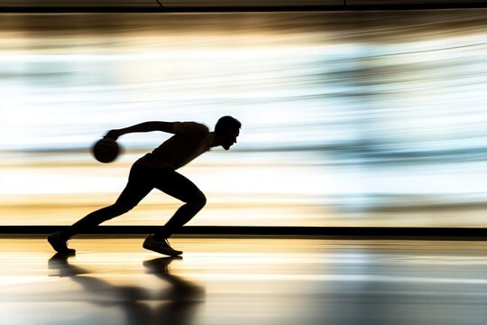 vibrant neon bowling alley setting with a joyful player in mid-action, modern and energetic aesthetic