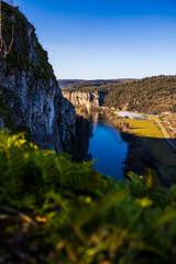 Limestone cliff by the Lot River from the heights of the medieval village of Saint-Cirq-Lapopie