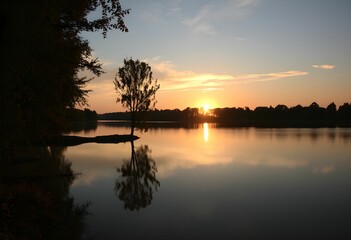 Fototapeta premium sunset on the river