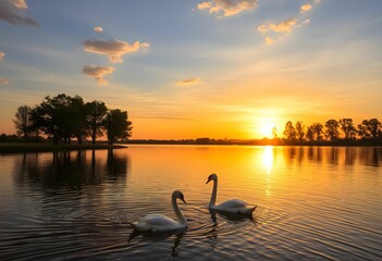 sunset over the lake