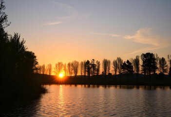 sunset over the river