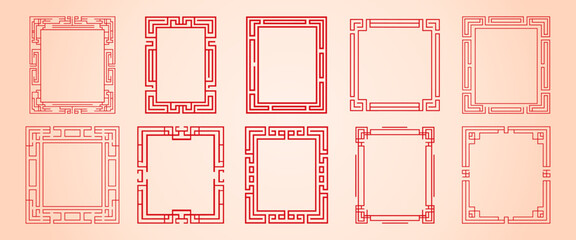 Elegant geometric decorative frames isolated illustration, vector set