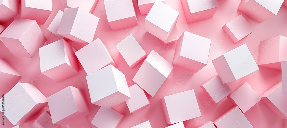 Poster a beautifully designed pink abstract geometric background showcasing symmetric cubic patterns with a