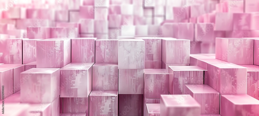 Poster a stunning pink abstract geometric background featuring unique cubic patterns for modern and stylish