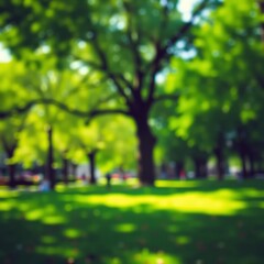 Green city park bokeh background blurred background of city park with green trees and sunlight bokeh perfect for nature and urban lifestyle themes Bokeh light lights background bokeh abstract l