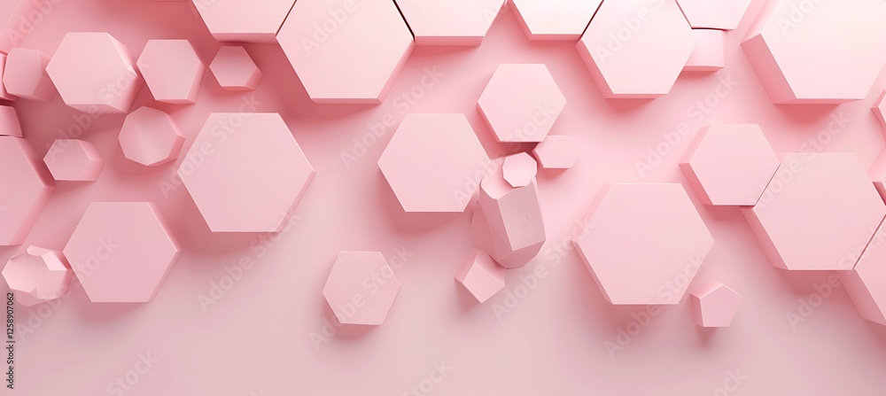 Poster beautifully crafted pink abstract geometric background with symmetrical hexagon patterns for a futur