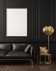Luxury Black Living Room With Gold Accents