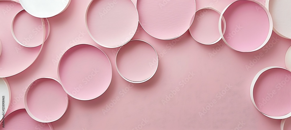 Poster a soft and vibrant pink abstract background with circular geometric patterns for a trendy and decora