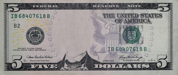 U.S. 5 dollar border with empty middle area