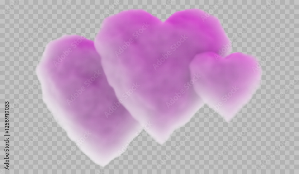 Poster vector image of clouds in the shape of hearts. delicate pastel shades and smooth lines create a roma