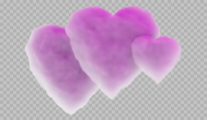 Vector image of clouds in the shape of hearts. Delicate pastel shades and smooth lines create a romantic and sweet look, perfect for love and holiday themed designs.