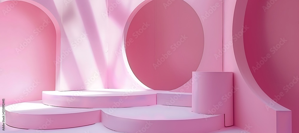 Poster a beautiful pink abstract geometric background featuring circular patterns with a modern and futuris