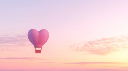 Fototapeta premium Romantic Hot Air Balloon Ride at Sunset Over Colorful Sky