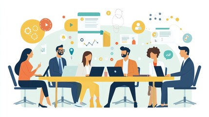 Teamwork Diverse Professionals Meeting Data Analytics Technology