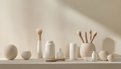 Neutral Tones Beauty Tools Minimalist Still Life Soft Lighting