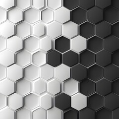 Fototapeta premium Geometric patterns create an intriguing visual with hexagonal tiles in black and white