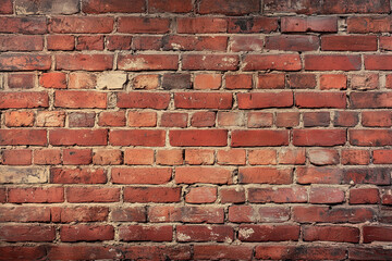 Obraz premium Wide angle Vintage Red brick wall Background.