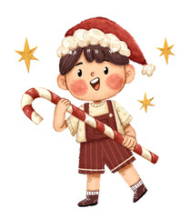 NIÑO CON BASTÓN DE CARAMELO, NIÑO NAVIDAD INFANTIL