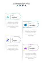Vertical progress bar featuring 4 arrow-shaped elements, symbolizing the four stages of business strategy and progression. Clean timeline infographic design template. Vector for mobile presentation.