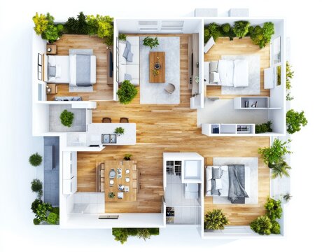 Two Bedroom Apartment Floor Plan With Modern Design