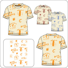 hawaii surfing vector, summer tropical seamless pattern, t shirt technical drawing