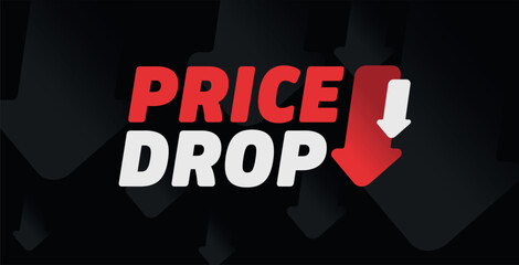 Text Price Drop Vector. Outlet Sale