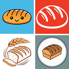 Bread Loaf Icon Silhouette Vector Art Illustration Design Set