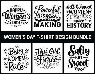 International women's day t-shirt design bundle. Vector illustration.