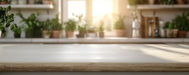 Obraz premium Sunlight Streaming Through Window Onto Kitchen Counter, Kitchen, Countertop