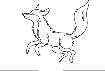 Fox Jumping High Line Art Vector Illustration