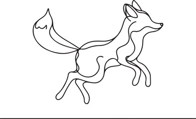Fox Jumping High Line Art Vector Illustration
